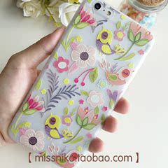 小鸟花卉涂鸦 iphone6s手机壳 薄款硅胶磨砂软壳 iphone6splus