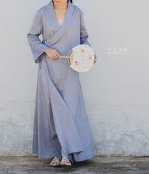 如意棉麻  禅意中式长袍香道禅茶古琴汉服禅修服。