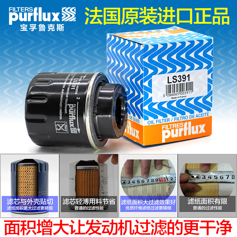 适用比亚迪F3秦G5宋G6思锐S6速锐S7宝孚机油滤芯格滤清器Purflux