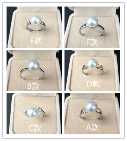 天然强光淡水珍珠戒指S925纯银指环8-9MM活口可调节简约大方包邮