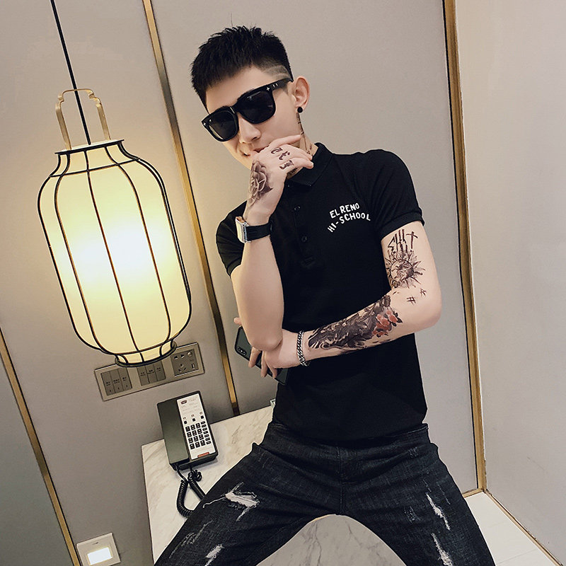 黑色b353 xt11 p40春夏2020新款精神小伙青年男修身短袖polo衫