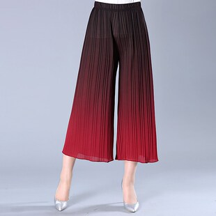 中老年女装夏装大码40渐变百折裙裤