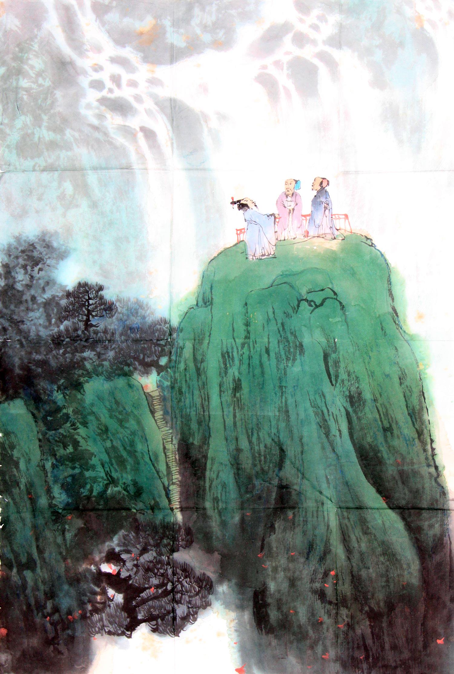 华拓《高士观瀑图》江苏省国画院山水画研究所所长