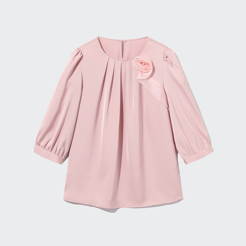 velwin蔚雯2024夏季新款漂亮小衫粉色衬衫女设计感小众七分袖上衣