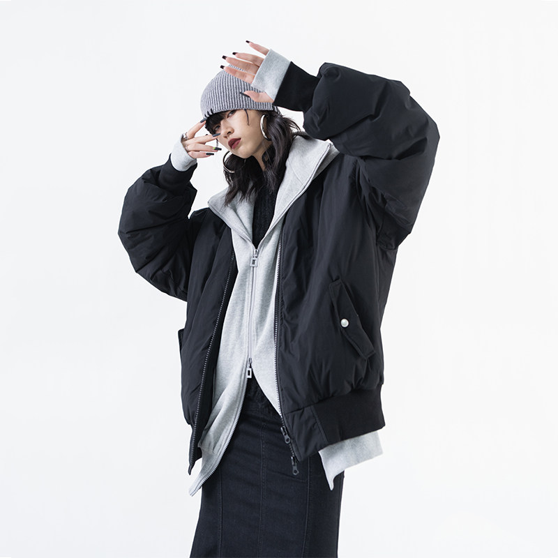 卫衣帽羽绒服女