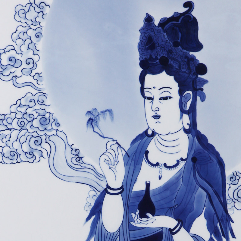 景德镇张荣新大师瓷板画《观自在菩萨》