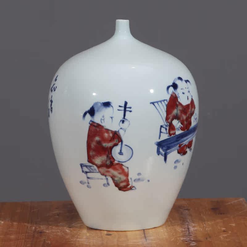 江西省高级工艺美术师李青青花釉里红童子