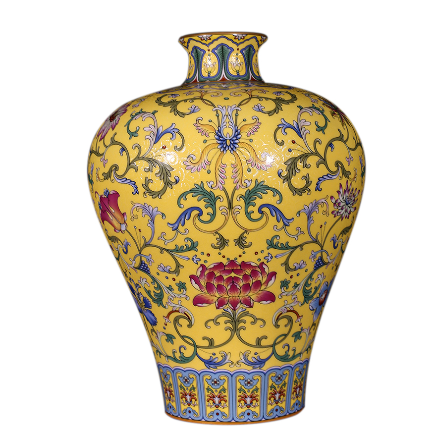 故宫博物院陶瓷修复专家 珐琅彩缠枝莲纹梅瓶 阳士琦