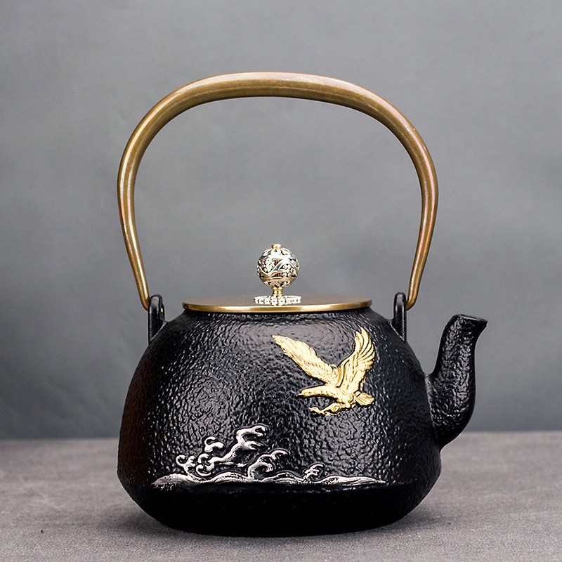 烧水壶日式煮茶器茶炉功夫茶具茶壶样板间摆件铸铁壶手工饰品
