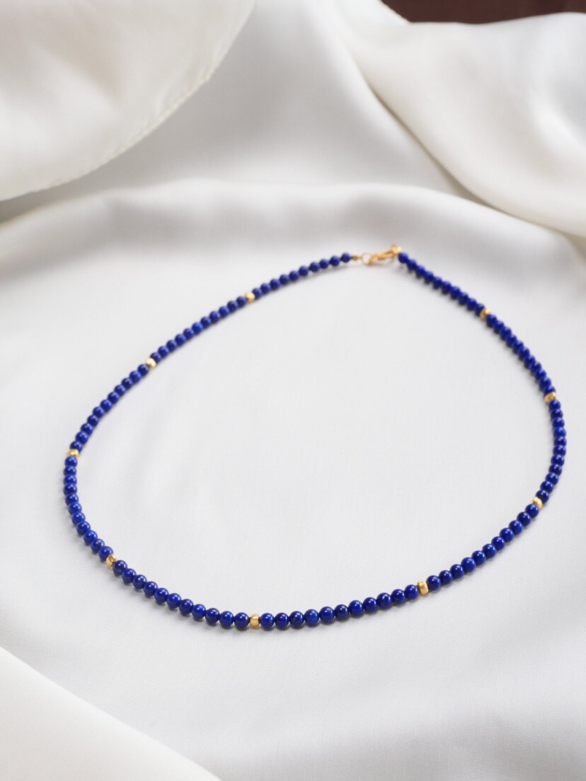 rx06青金石项链颗颗颜色浓艳深邃而醇厚克蓝因蓝搭配925银镶嵌