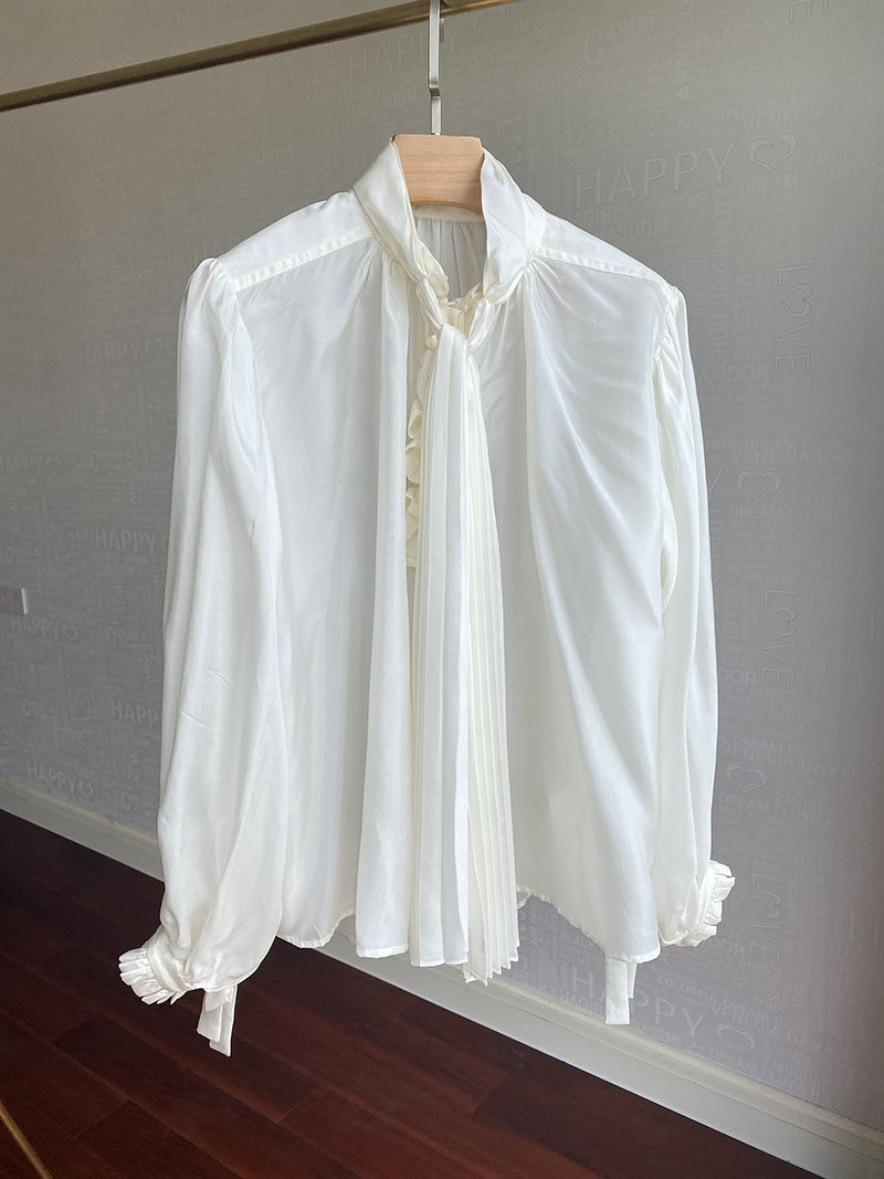 优雅法式宫廷风 双宫真丝仙气飘飘女衬衣