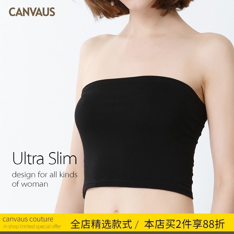 canvaus防走光弹力不带垫一片式胸衣内衣女士无肩带裹胸抹胸v201a