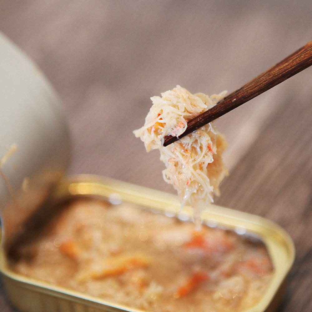 德特食品 螃蟹腿肉蟹 海鲜大连特产红蟹肉罐头80g罐装即食零食