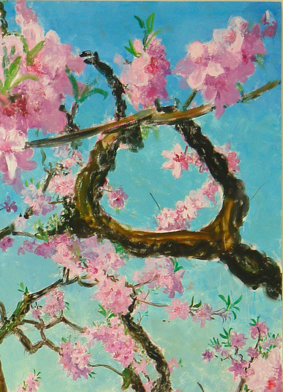 当代名家周春芽丝网版画《春桃》