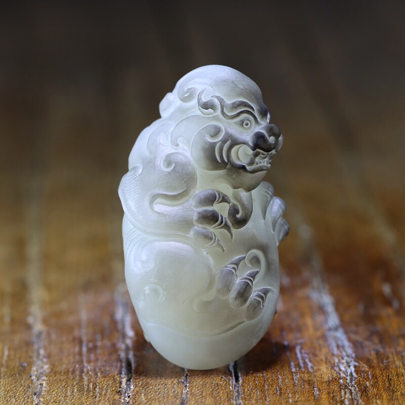 新疆和田玉白玉籽料羊脂玉精品吊坠苏工大师独籽貔貅瑞兽西枫玉雕