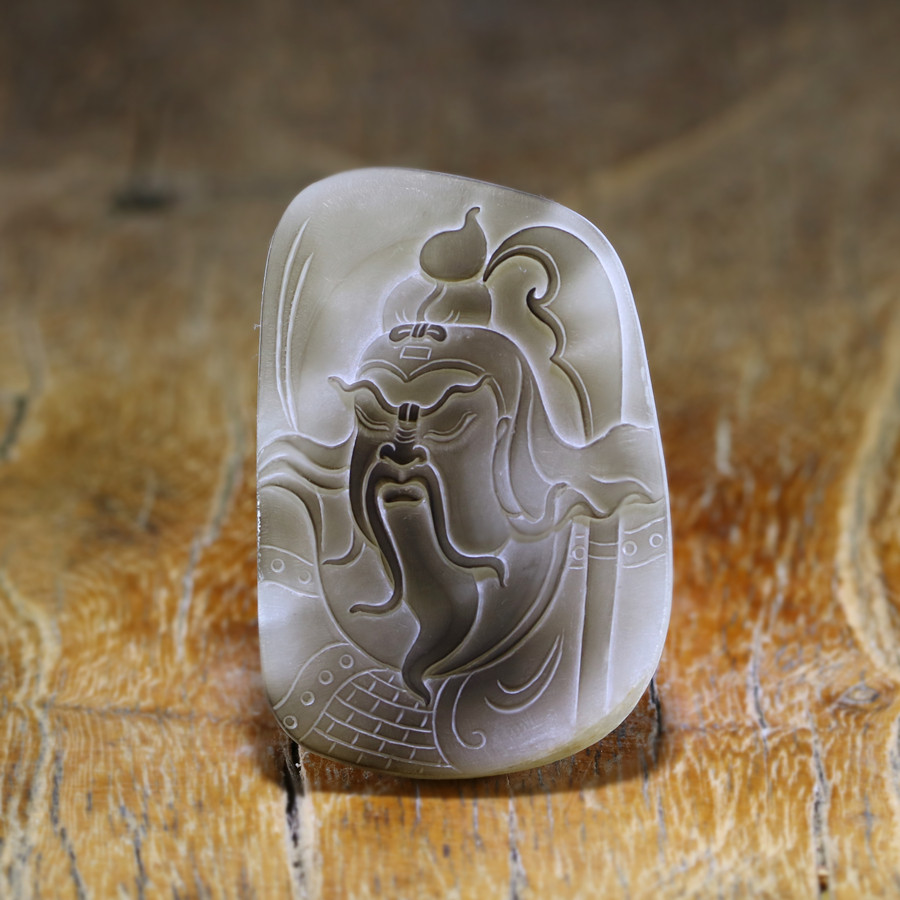 新疆和田玉白玉籽料羊脂玉精品玉石挂件关公玉牌籽玉西枫玉雕优惠券