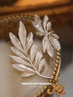 Trifari翠法丽极简百搭日常叶片素银质感中古vintage胸针 耳夹套