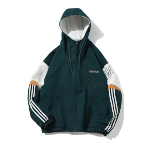 tk男装原创撞色拼接连帽秋季夹克