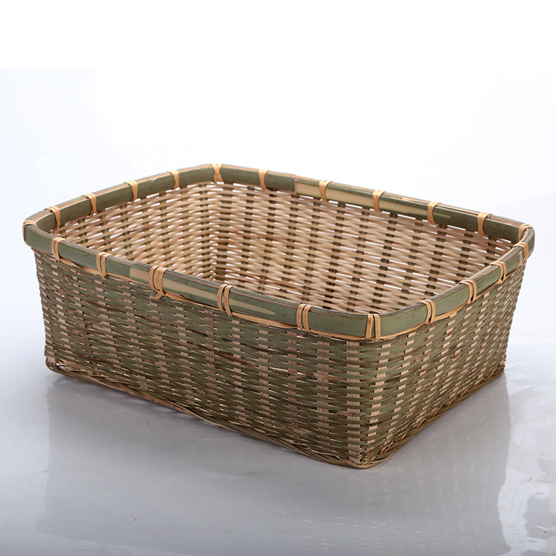 手工编竹编收纳篮家用馒头筐竹制品大长方形zu5krn竹篮子宠物篮