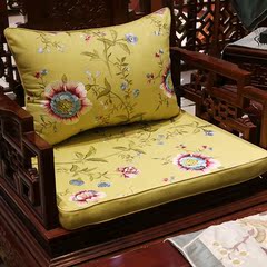 中式棉亚麻刺绣红木沙发垫罗汉床坐垫家具圈椅垫加厚海绵靠垫定做