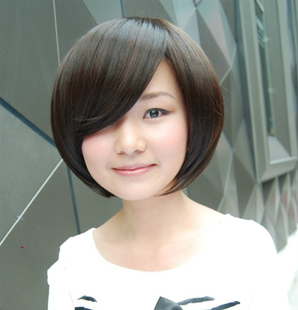 沙宣头假发女生短发中分斜刘海bobo头波波头学生头假头发黑色棕色可在