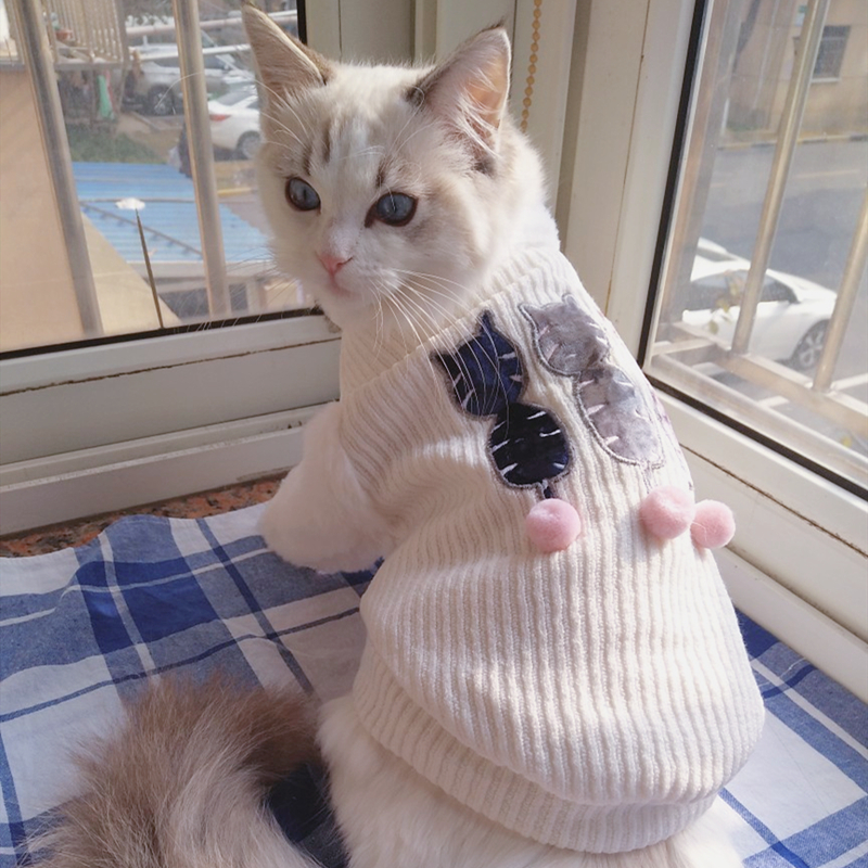 猫咪衣服冬季保暖防掉毛棉衣过年可爱布偶猫猫毛衣宠物英短猫冬装