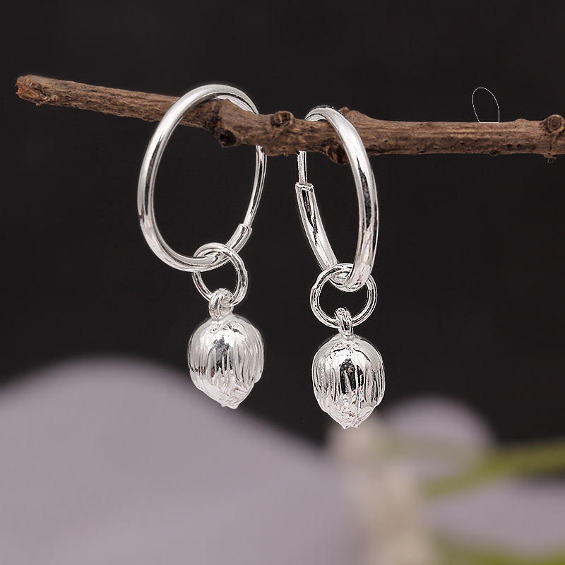 一折银耳环复古