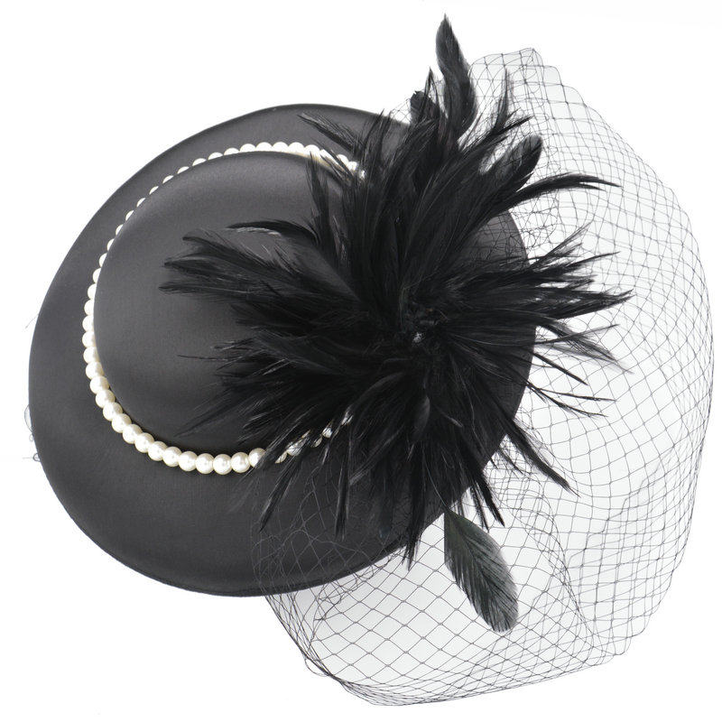 晚宴礼帽女欧式复古宫廷名媛头饰晚礼服帽子英伦网纱帽走秀大礼帽