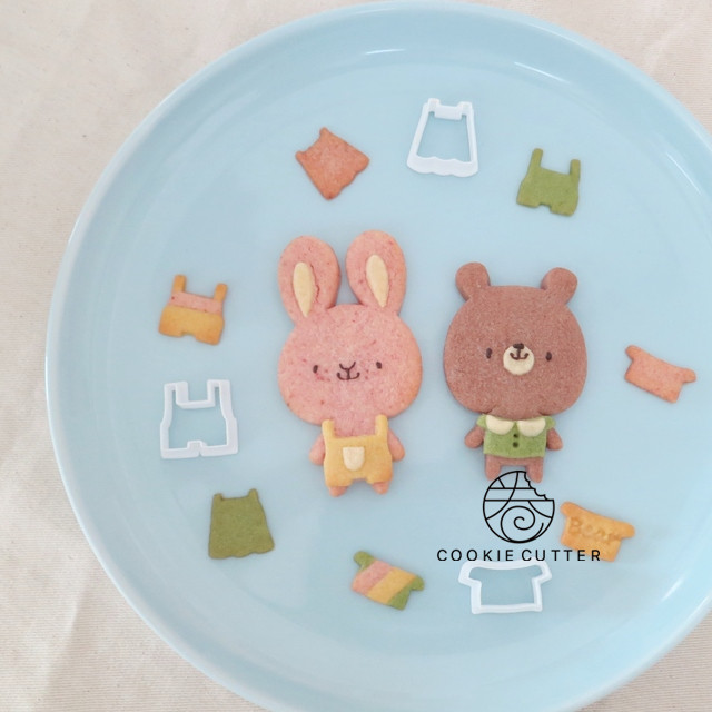 【卷卷烘焙】超萌小熊和小兔子换装版快手趣味创意曲奇饼干压模