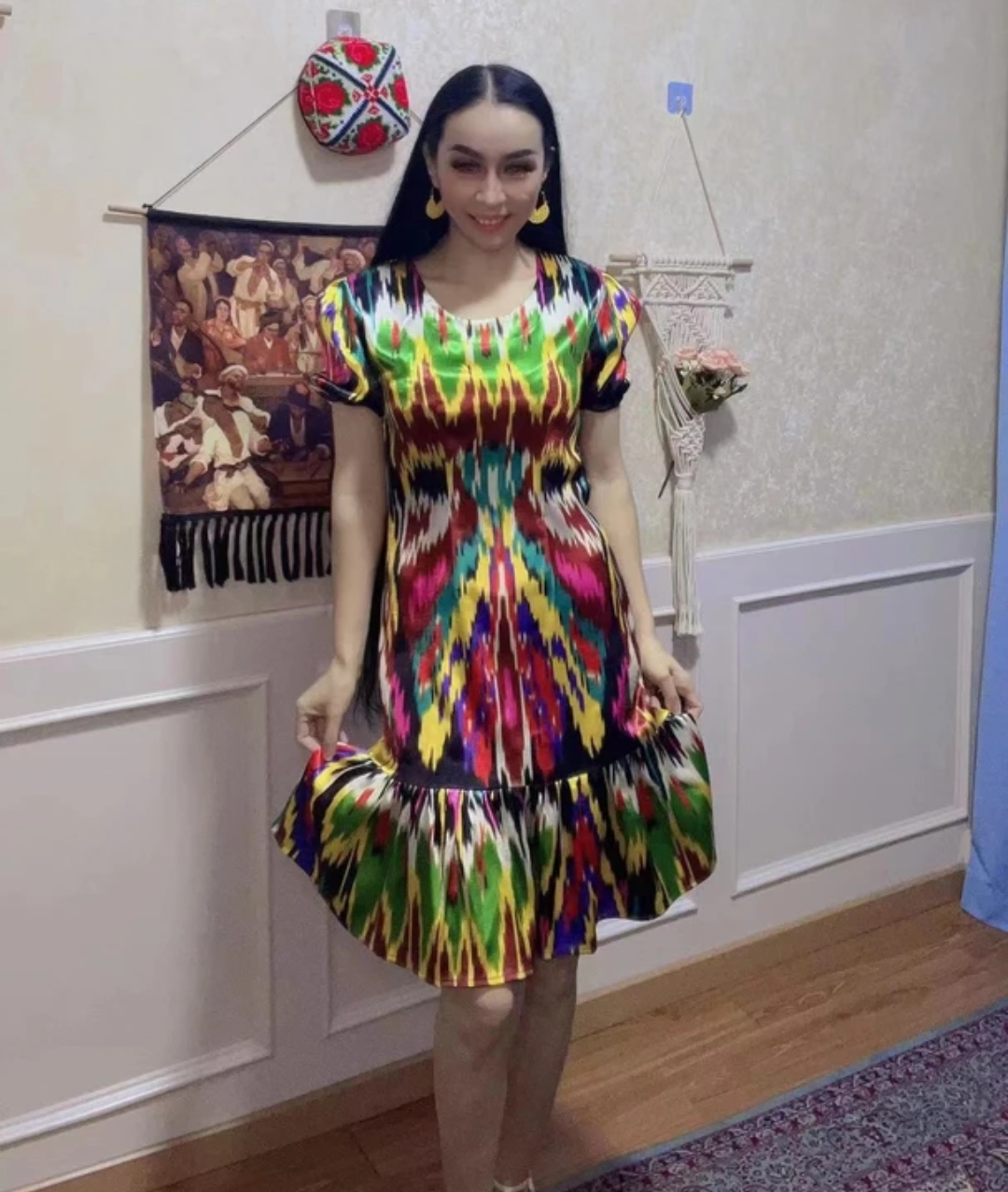 新疆艾特莱斯裙子节日新款亮丽夏季款减龄美裙atlas