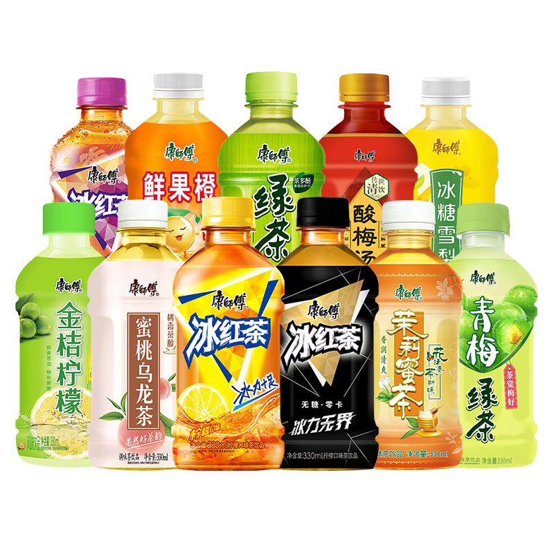 康师傅茶饮料330ml*6瓶装冰红茶冰糖青柠茉莉蜜茶青梅绿茶水饮