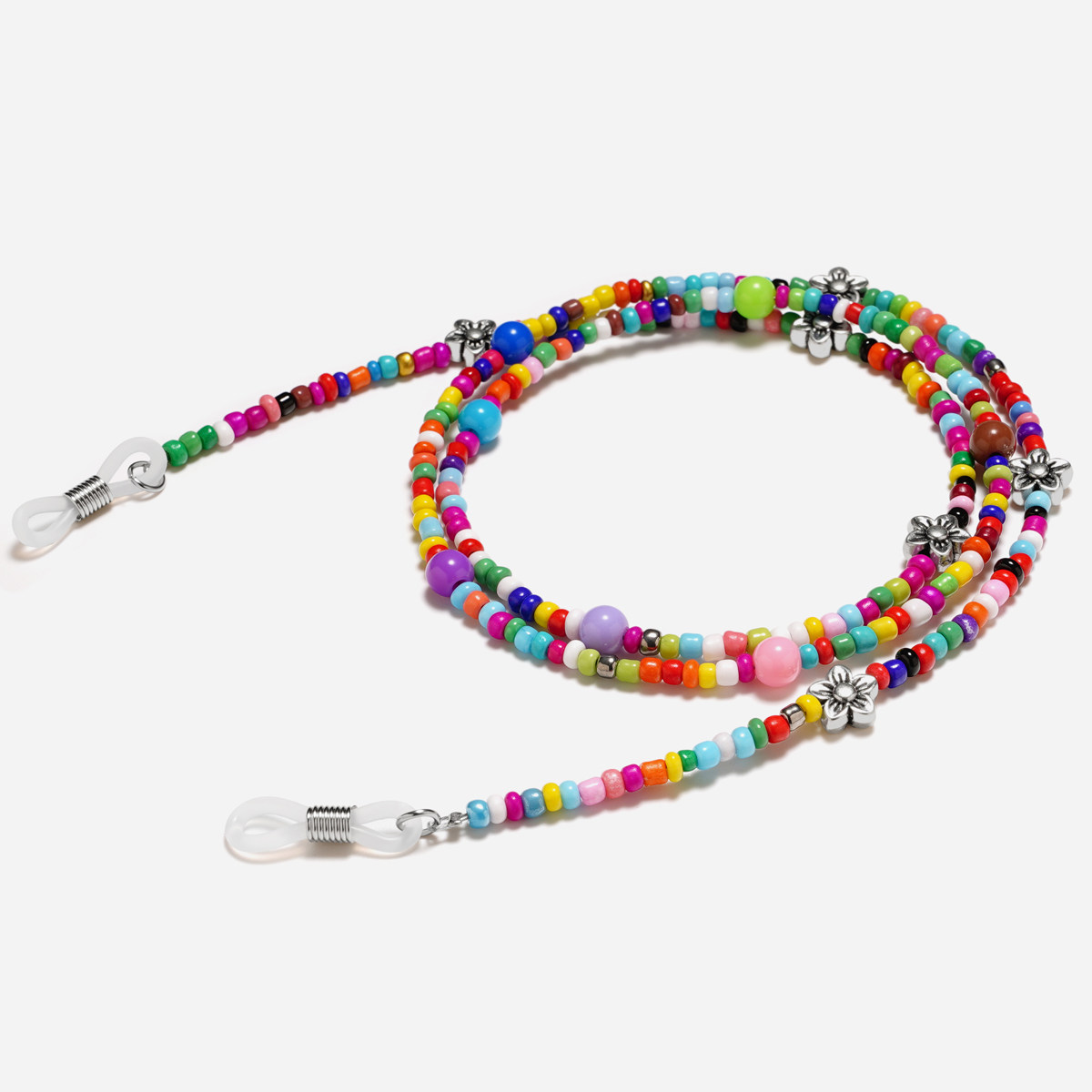 眼镜链七彩小花串珠眼镜挂绳防滑挂脖眼镜配件学生近视镜儿童链子