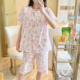 纯棉睡衣女夏短袖短裤100全棉家居服妈妈梭织棉布套装超火网红款