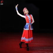 Yanyun Dance Mongolian ladies dance clothes red and blue ethnic long skirt stage costumes training clothes