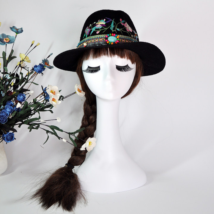 普做中国绣花民族风帽子女百搭文艺复古刺绣防晒贝雷帽旅行鸭舌帽