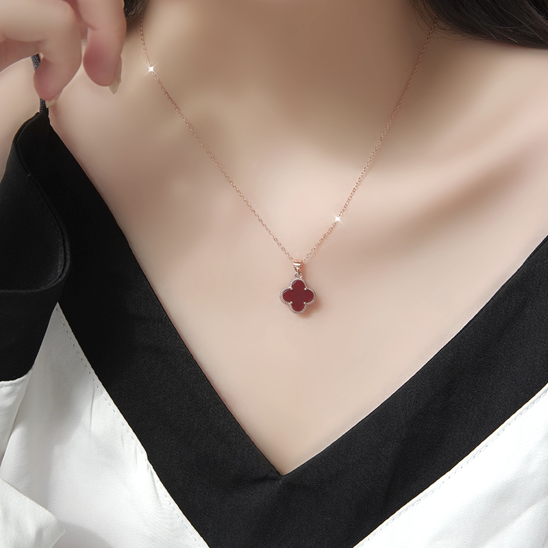 项链女s925纯银四叶草锁骨链女友七夕生日礼物百搭潮网红气质吊坠