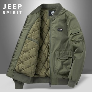 JEEP2024新款春秋外套男工装薄款飞行员棉服男ma1飞行夹克棒球服