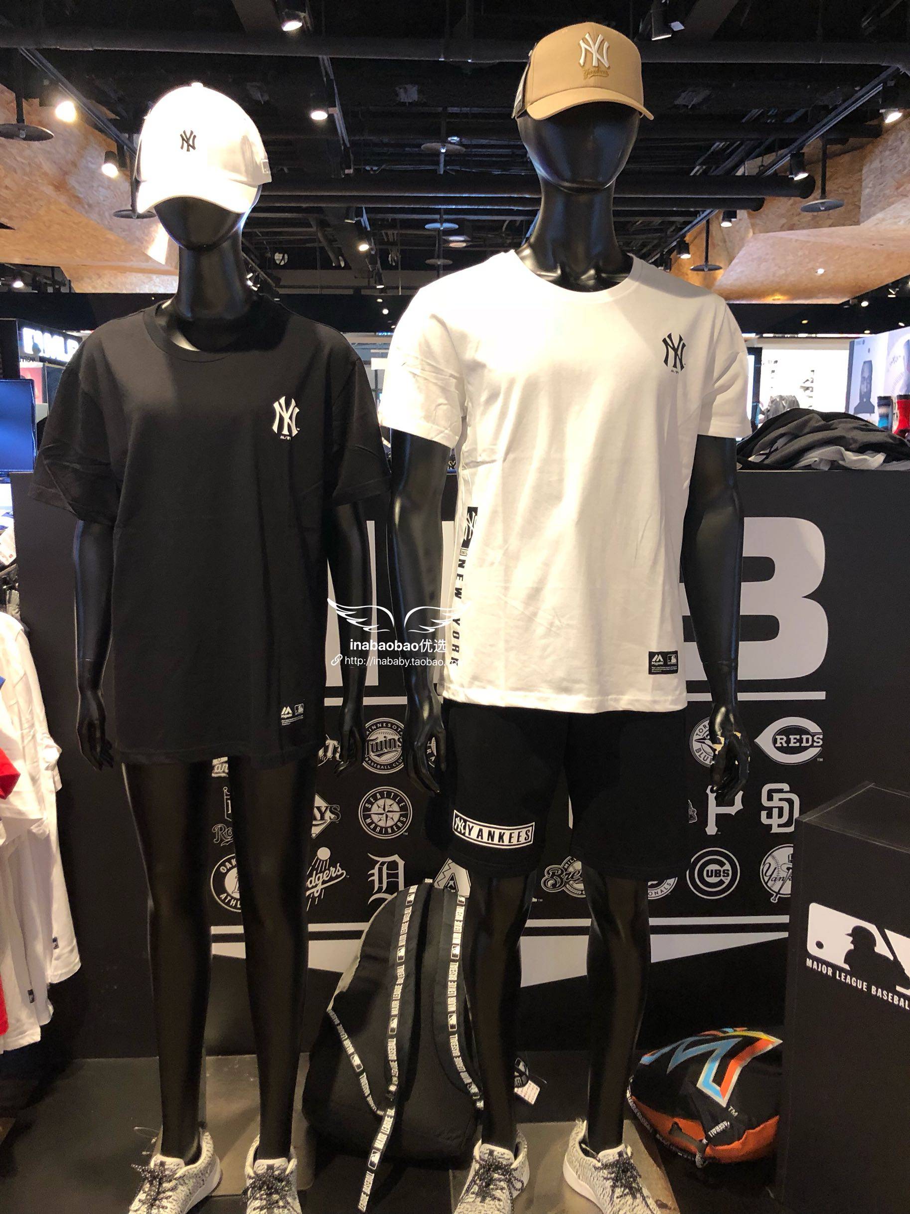 台湾mlb洋基队夏季新款男士纯棉上衣ny短袖圆领t恤
