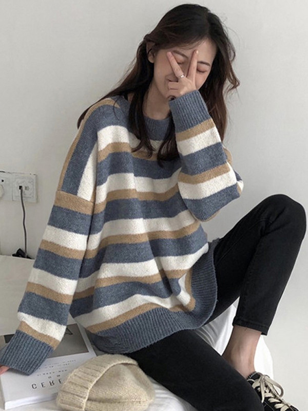 Autumn and winter sweater woman 2020 new pattern Explosive money Socket Lazy wind Easy stripe jacket lady Sweaterin the Personalized custom/Design Services/DIY , Custom tooling, Cotton frock category - from Buy2taobao.com to provide professional Taobao agent buy service