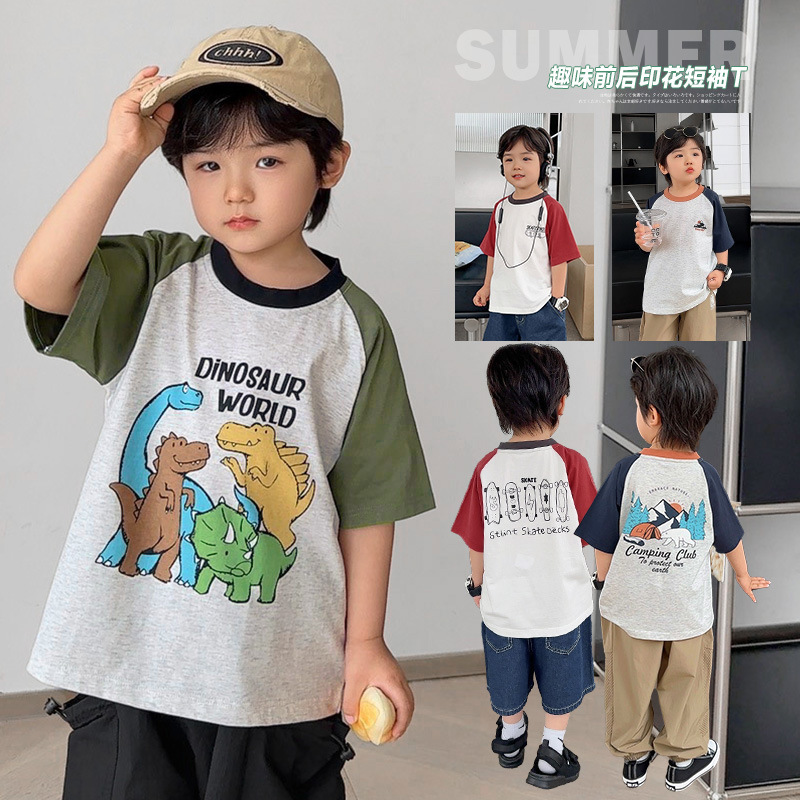 童印花短袖t恤夏季夏装婴儿童装小童半袖上衣潮薄夏季X4236