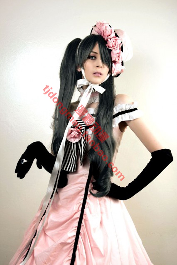 夏尔cos女装_黑执事 夏尔 凡多姆海威 女装 粉红礼服 cosplay承接动漫