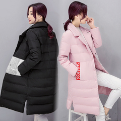 2016冬季韩版新款轻薄修身羽绒服女中长款大码西装领羽绒长袖外套