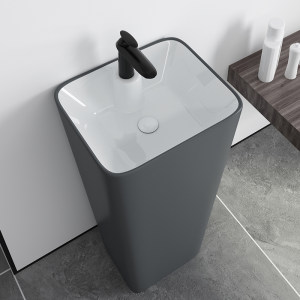 哑光立柱盆连体盆一体洗手盆落地式洗脸盆北欧台盆酒店工程立柱盆