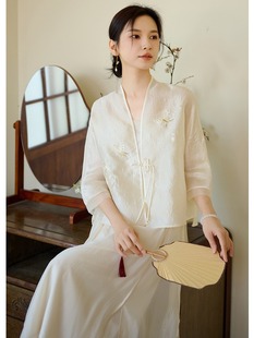 新中式国风套装女2024年夏季新款复古刺绣盘扣唐装汉服茶服两件套