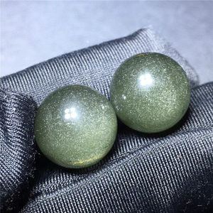 天然2颗星光绿幽灵多宝珠吊坠 幽灵水晶小球