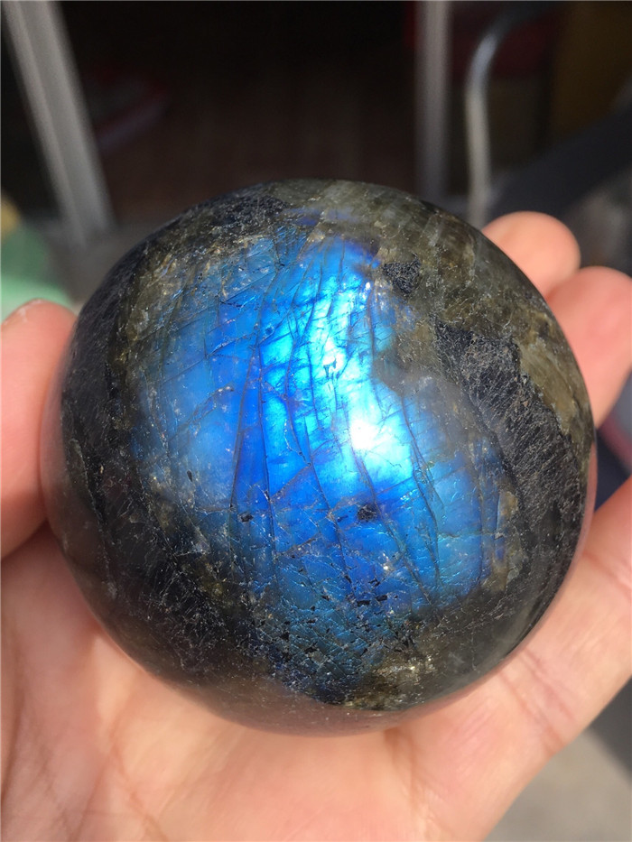 天然蓝光拉长石球摆件 一物一图