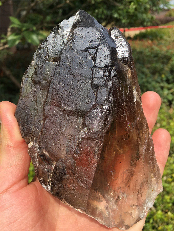 天然茶水晶标本骨干原石摆件 晶体透 墨晶 一物一图