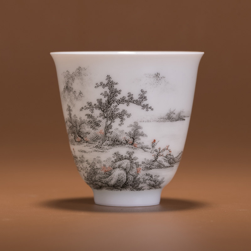 青年陶瓷艺术家 陈慕青作品 墨彩山水杯