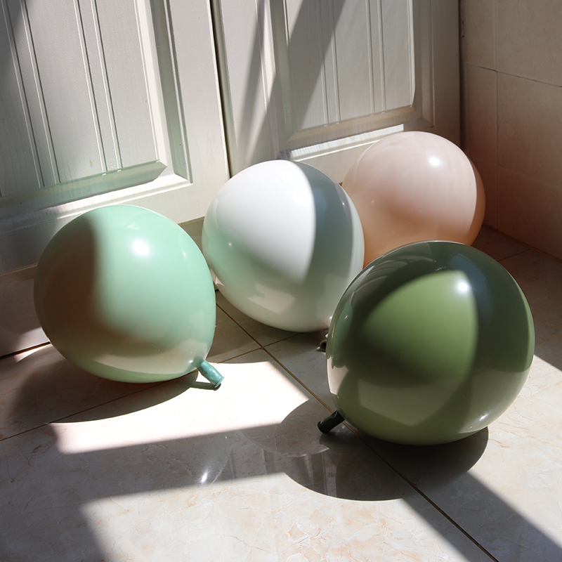 新款双层牛油果绿色气球豆绿色橡皮色汽球生日派对布置店铺装饰品