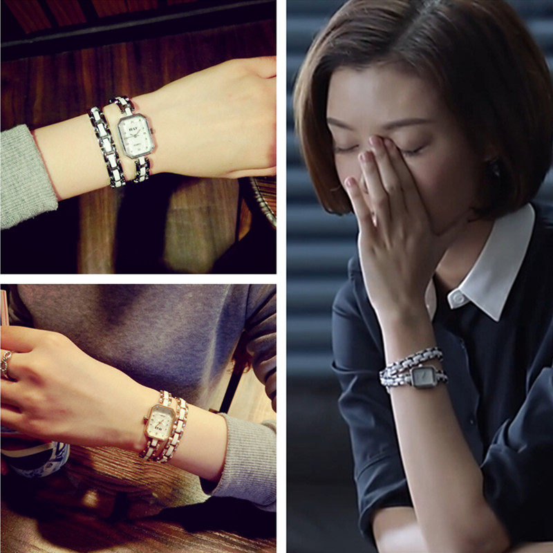 陶瓷手链手表女_好先生车晓甘敬明同款手表女士韩版方形时尚学生表